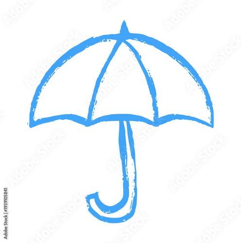 umbrella for rain, hand drawn crayon wax crayons, rough texture doodle weather element for protection or safety concept