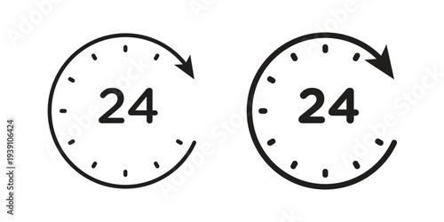 24 Hrs icon symbol set. Icon design vectors