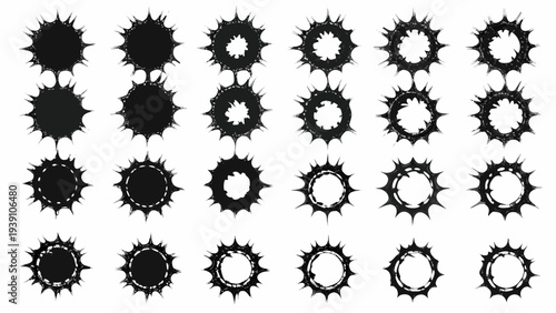 Arrangement of black circular starburst shapes in varying densities