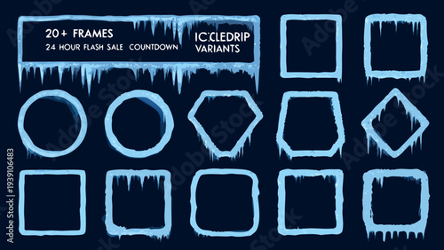 Icedrip flash sale promotion featuring icy shapes and a countdown timer