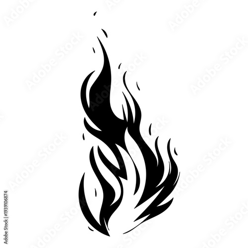 Fire burning silhouette, vector