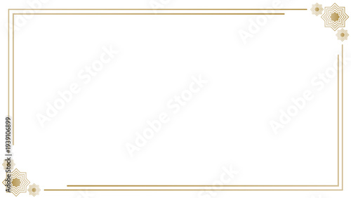 Elegant Background Gold Islamic Geometric Frame Border With Blank White Space for Ramadan and Eid Designs
