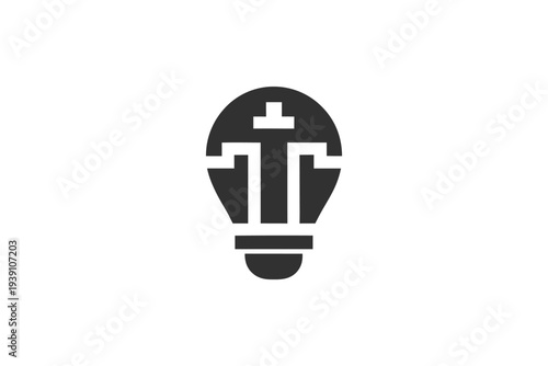 Classic Pixelated Lightbulb Silhouette, Black and White Vector Asset for Game Design and UI