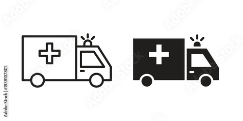 Ambulance icon symbol set. Icon design vectors