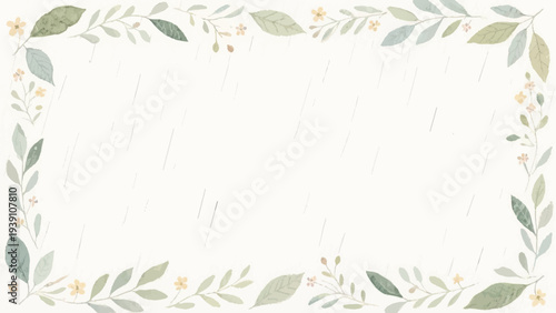 A simple plant illustration frame evoking fresh greenery. Copy space. Grass. Ornamen