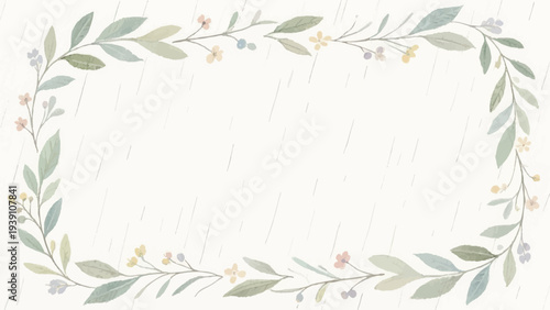 A simple plant illustration frame evoking fresh greenery. Copy space. Grass. Ornamen