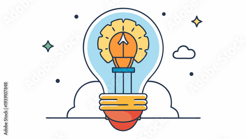 Innovative business idea with lightbulb moment in modern style