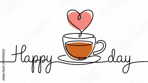 Warm beverages bring joy and happiness with a steaming cup of tea and a heart