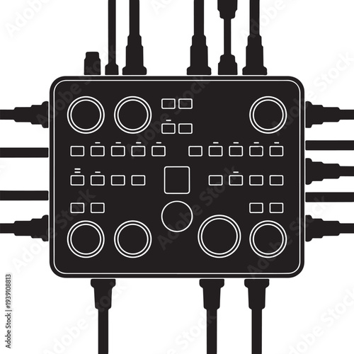Audio mixer control panel flat silhouette icon