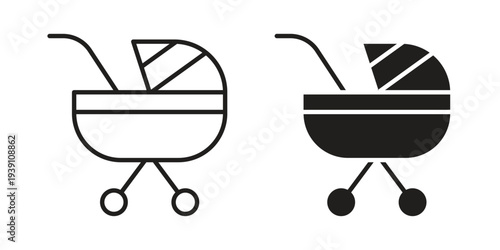 Baby carriage icon symbol set. Icon design vectors
