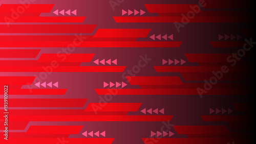 Fotografía Abstract Red Arrow Speed Background With Gradient Stripes And Futuristic Tech De