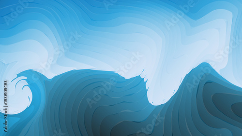 Abstract Blue Ocean Wave Background With Layered Contour Design And Calm Fluid Motion