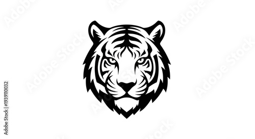 Bold black and white tiger head illustration
