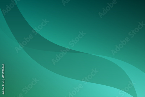 深緑のグラデーションと曲線ウェーブの抽象背景デザイン素材