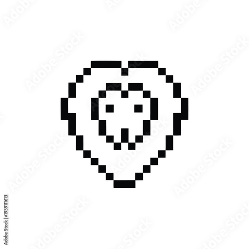 Minimalist Black and White Pixel Art Lion Head Silhouette Vector Icon