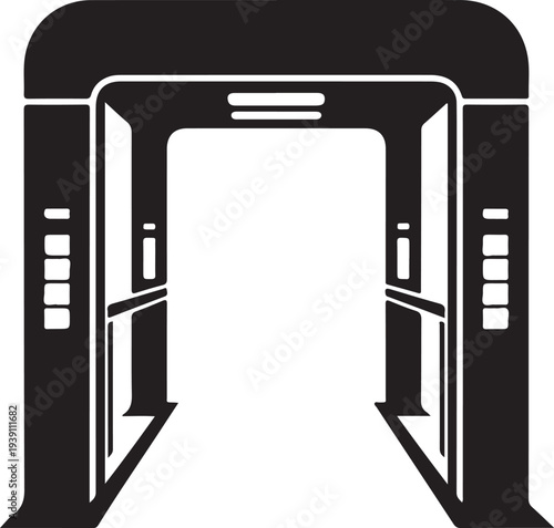 Walk through security scanner gate flat silhouette icon