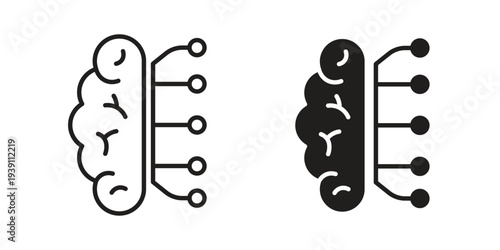 Brain circuit icon symbol set. Icon design vectors