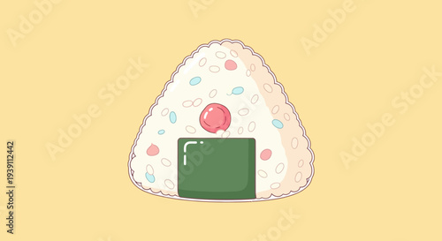 Onigiri rice ball with nori and plum