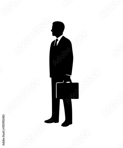 Businessman silhouette with a briefcase icon