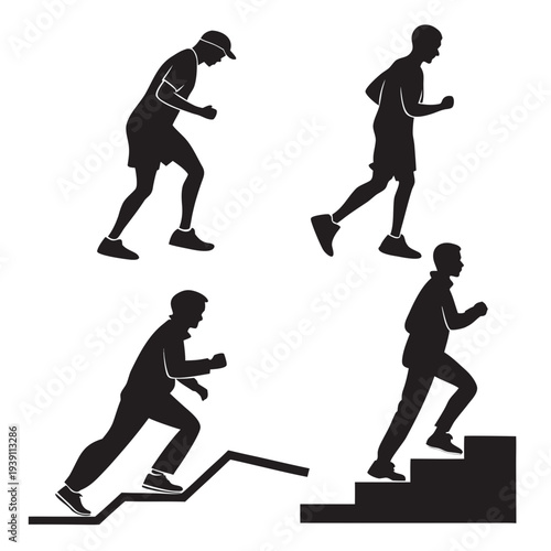 Mobile Step Counter Activity Icon Set  Flat Silhou (6) SVG Vector Illustration