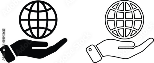 Global support and care hands holding earth