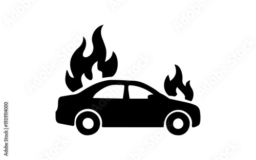 Burning car icon representing vehicle fire and accident risk