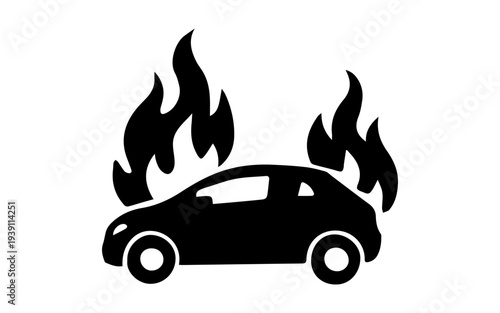 Burning car icon representing vehicle fire and accident risk