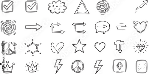 Set of 25 line icons vector