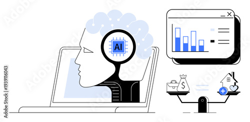 Artificial intelligence concept. Artificial intelligence in data analytics, decision-making, and finance optimization. Artificial intelligence enhancing business strategies and outcomes. For finance