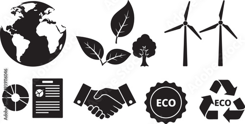 Eco Friendly Icons for Sustainable Living and Green Energy