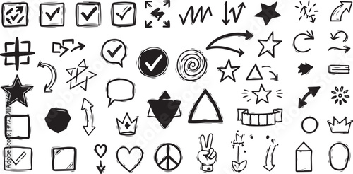 Set of 40 black line icons vector