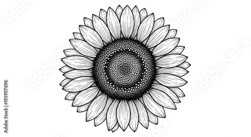 Vintage engraving style sunflower illustration
