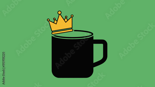 Black Coffee Mug with Golden Crown.