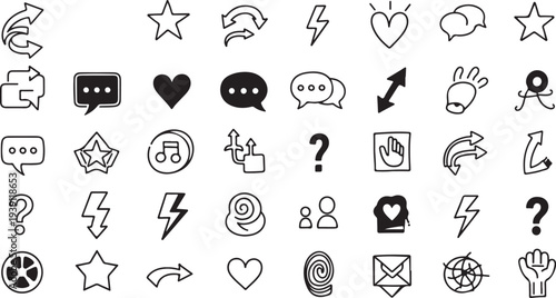 Set of 40 social media icons vector