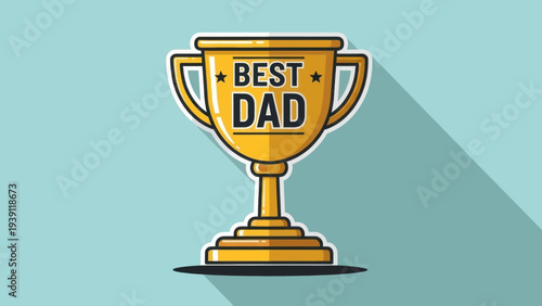 Golden Trophy Best Dad Award Illustration.