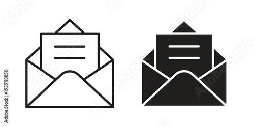Envelope open icon symbol set. Icon design vectors