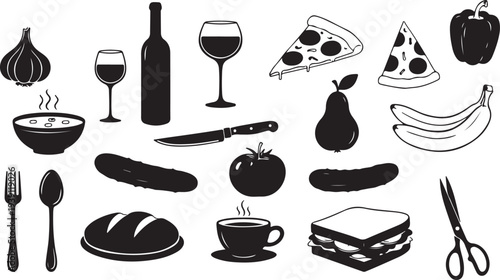 Set of 20 food and drink icons vector