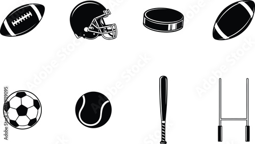 Sports equipment icons