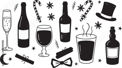 Set of 20 New Year's Eve party icons vector