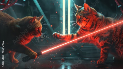jedi cats duel,, AI generated