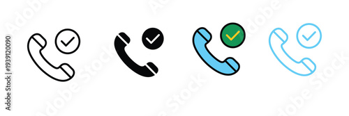 Verified Phone Call Icon Representing Successful Contact and Communication. Vector Illustration.