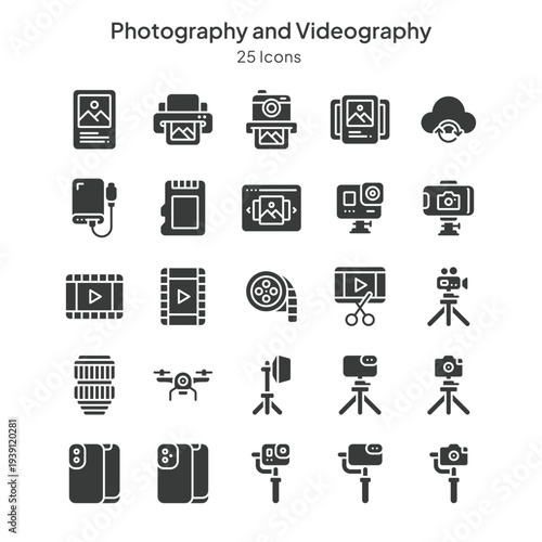 photography and videography icons collection