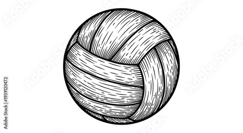Vintage engraving style volleyball illustration