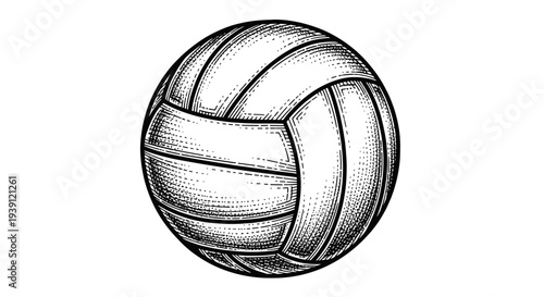 Vintage engraving style volleyball illustration