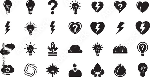 Set of 25 black icons vector