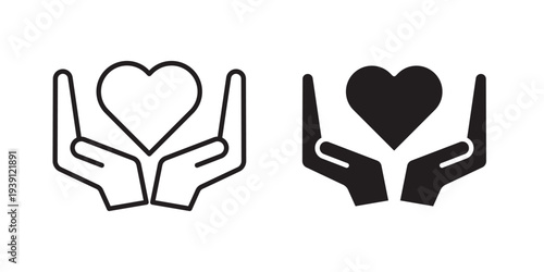 Hand holding heart icon symbol set. Icon design vectors