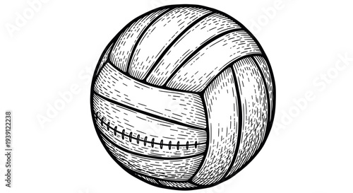 Vintage engraving style volleyball illustration