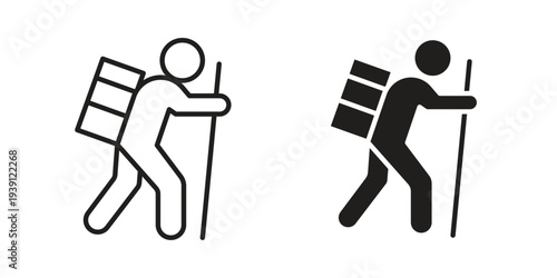 Hiking icon symbol set. Icon design vectors