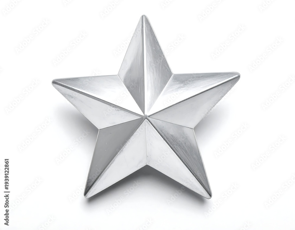 Obraz premium A shiny silver star with sharp points and a subtle shadow