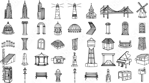 Landmark Sketch Collection: Architecture, Infrastructure  City Elements